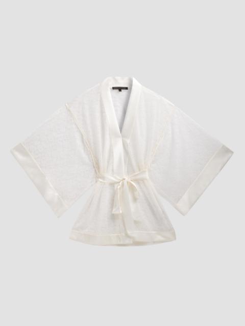 KIKI DE MONTPARNASSE Women's Petite Fleur Silk Lace Kimono-Style Robe - Ivory