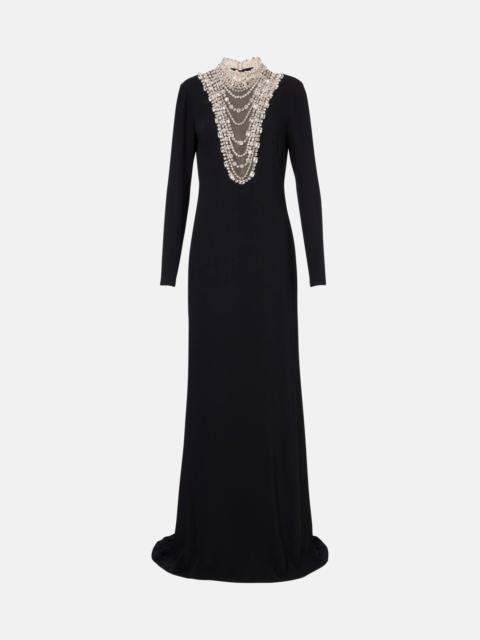 COSTARELLOS Dellana crystal-embellished crêpe gown