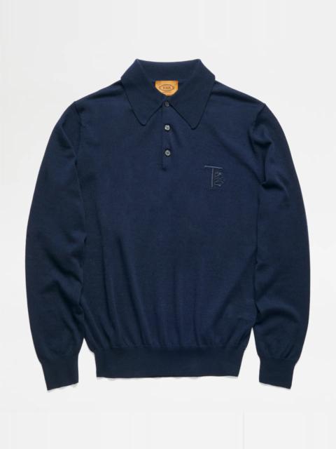 Tod's KNITTED POLO SHIRT - BLUE