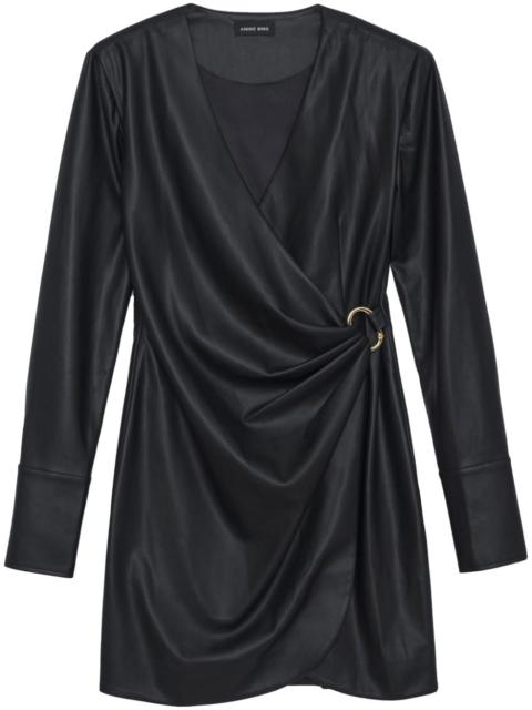 ANINE BING Joey faux-leather wrap minidress