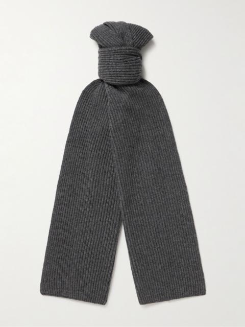 Johnstons of Elgin Ribbed Cashmere Scarf Dark gray
