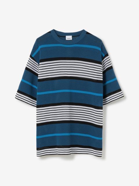 Stripe Print Nylon Oversized T-shirt