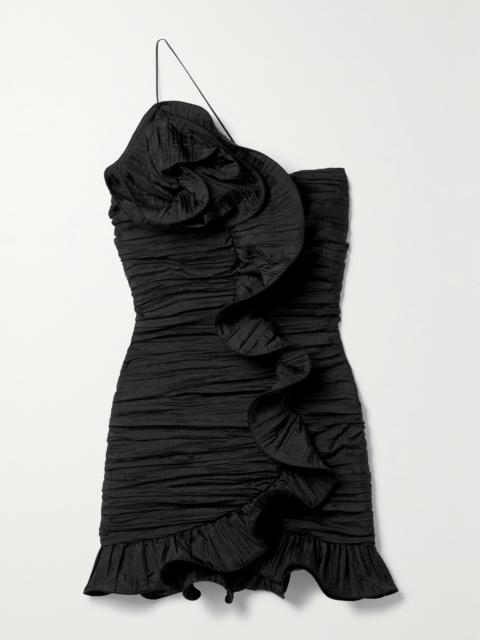 LoveShackFancy Brenaya One-shoulder Ruffled Taffeta Mini Dress