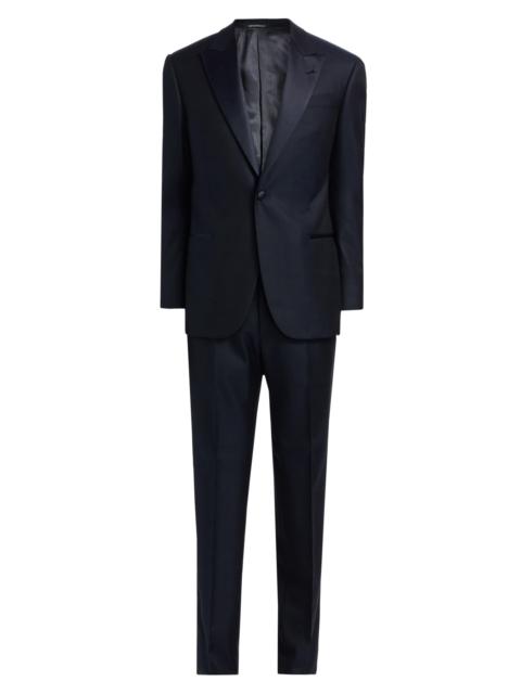 EMPORIO ARMANI Men's Textured Wool-Silk Tuxedo - Dark Blue
