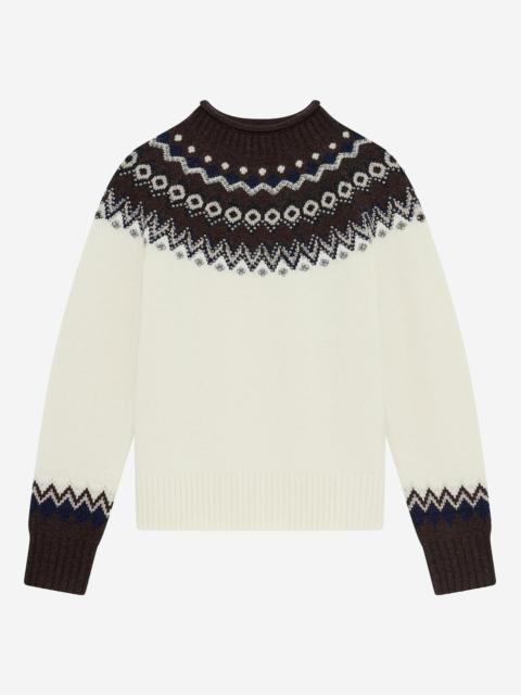 The Kooples WOOL-BLEND PATTERNED SWEATER ECRU