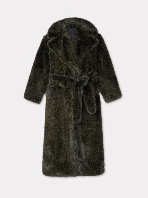 KENZO Long fake fur belted coat