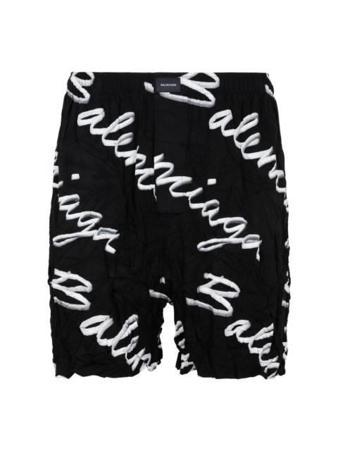 BALENCIAGA Balenciaga Scribble Logo Bermuda Shorts 'Black' 672410TML131070