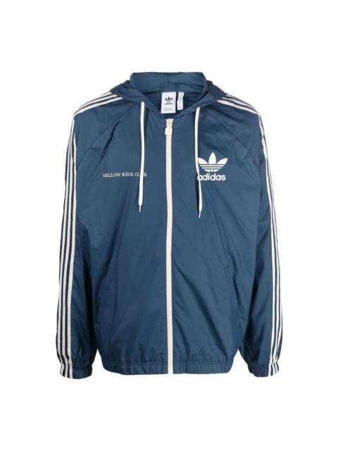 Men's adidas originals Logo Printing Pattern Hooded Drawstring Sports Jacket Blue HL9281