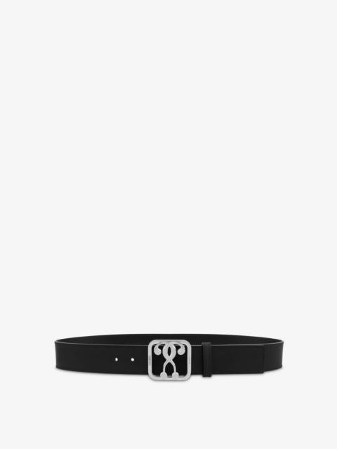 Moschino DOUBLE QUESTION MARK BUCKLE CALFSKIN BELT