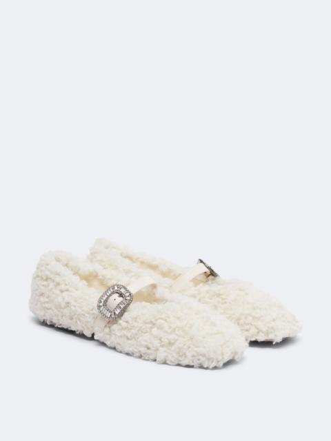 Roger Vivier Pilgrim Strass shearling Mary Jane flats