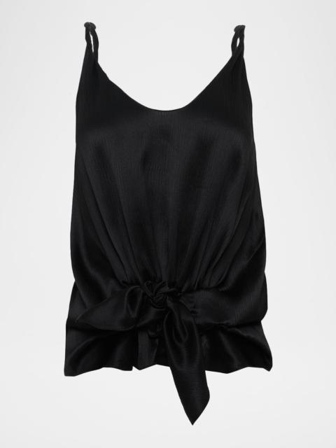 JW Anderson Knotted Crinkled Silk Tank Top