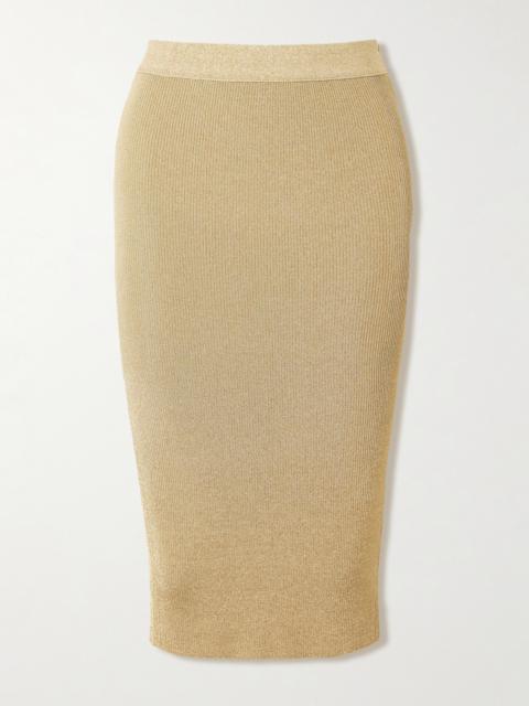 Stella McCartney Metallic Ribbed-knit Midi Skirt