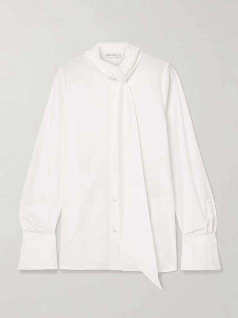 Tie-neck cotton-poplin shirt