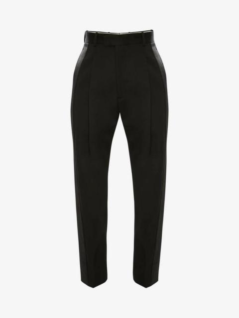 Alexander McQueen Japanese Barathea Wool Tuxedo Trousers in Black