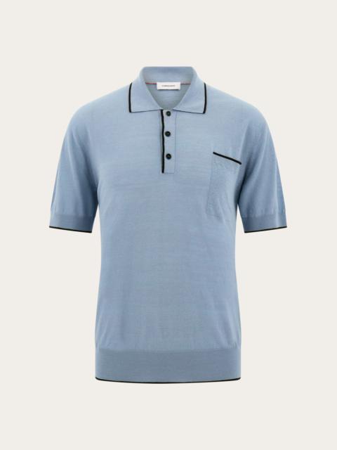 FERRAGAMO Knitted polo with contrasting trims