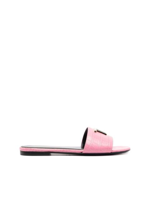 TOM FORD logo-plaque crocodile-effect sandals