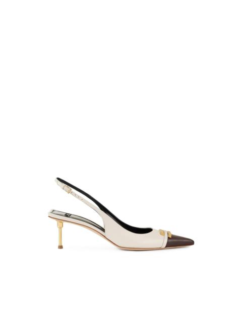 ELISABETTA FRANCHI contrasting logo-detail slingback pumps