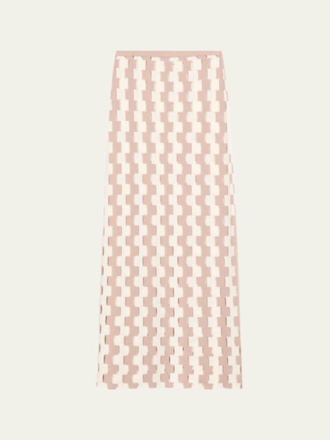 ZANKOV Marshall Abstract Pencil Merino Wool Maxi Skirt