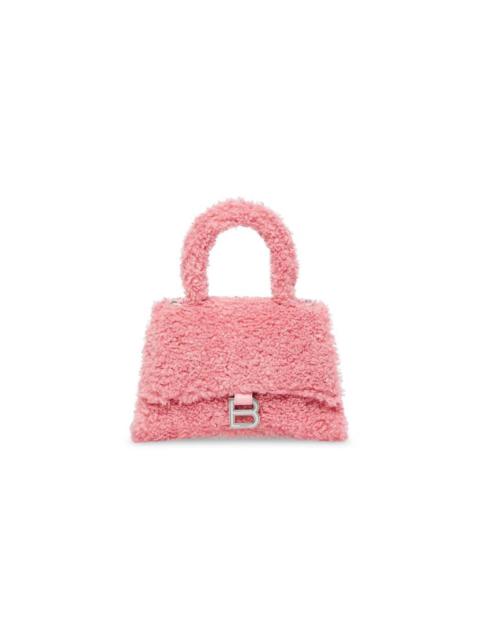 Women's Furry Hourglass Small Handbag With Strap in Pink