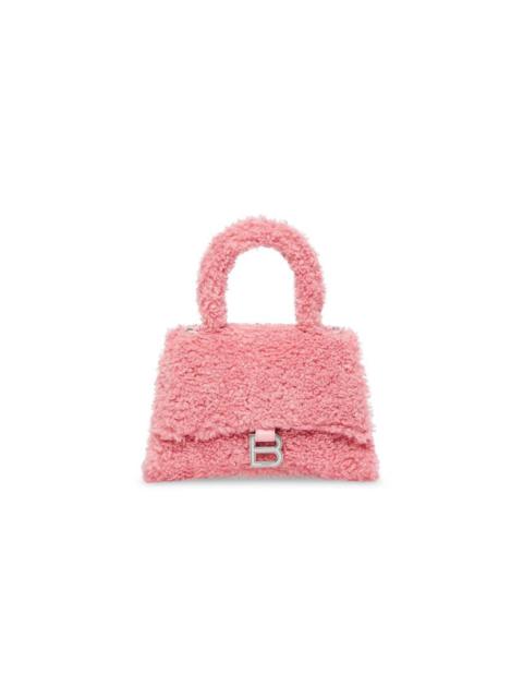 BALENCIAGA Women's Furry Hourglass Small Handbag With Strap in Pink