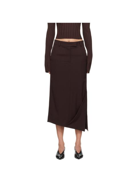 RECTO Burgundy Asymmetric Midi Skirt
