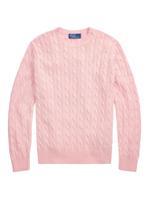 Polo Ralph Lauren Men's Cable-Knit Cotton Crewneck Sweater - Ballet Pink Heather
