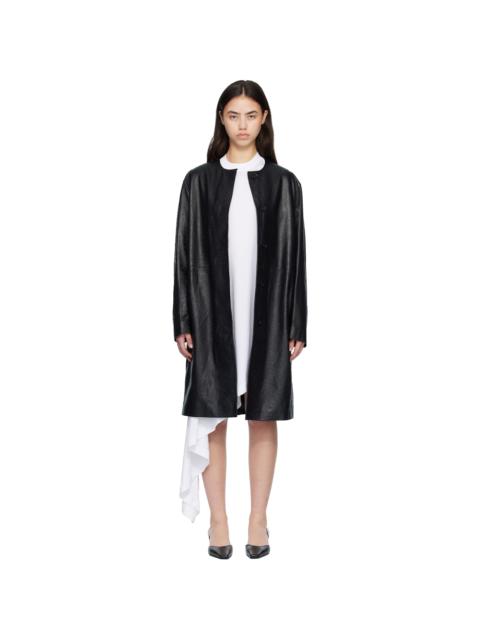 Loulou de Saison Black YARI Ostrich-Effect Leather Coat