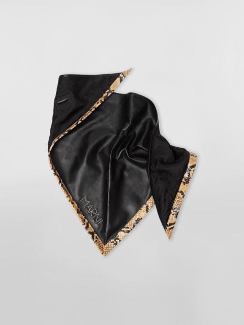 Marni BLACK NAPPA TRIANGULAR SCARF WITH PRINTED PYTHON FINISH