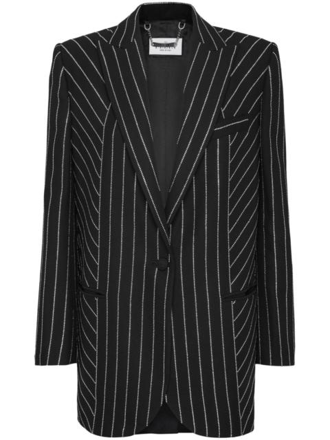 PHILIPP PLEIN Cady pinstripe-crystal single-breasted blazer