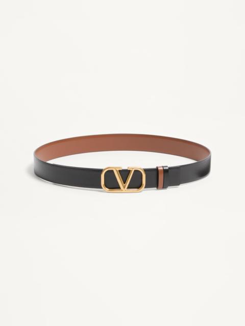 REVERSIBLE VLOGO SIGNATURE BELT IN GLOSSY CALFSKIN 30 MM