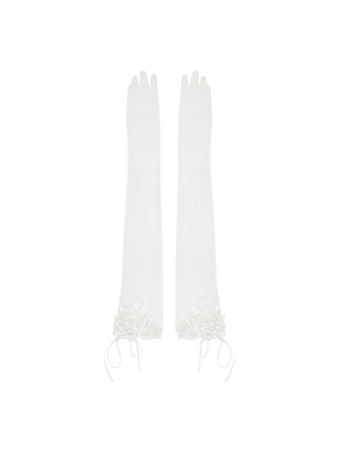 SHUSHU/TONG SSENSE Exclusive White Sequinned Sheer Gloves