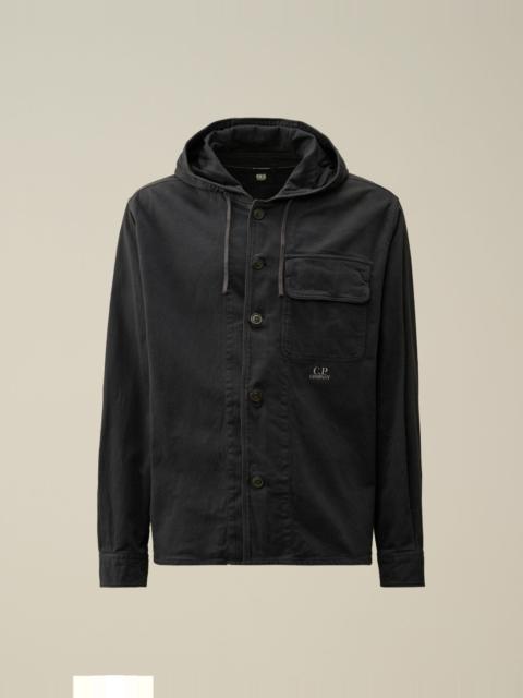 Armored Stretch Satin Hooded Buttoned Overshirt