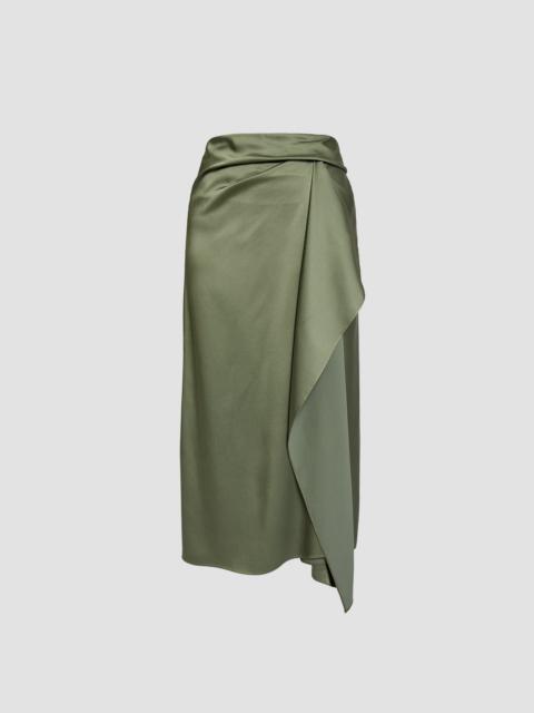 Erdem SATIN CADY DRAPED MIDI SKIRT
