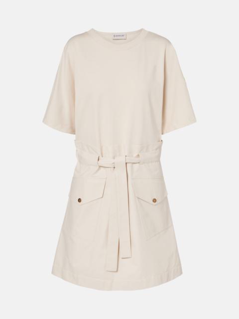 Moncler Belted cotton-blend jersey minidress