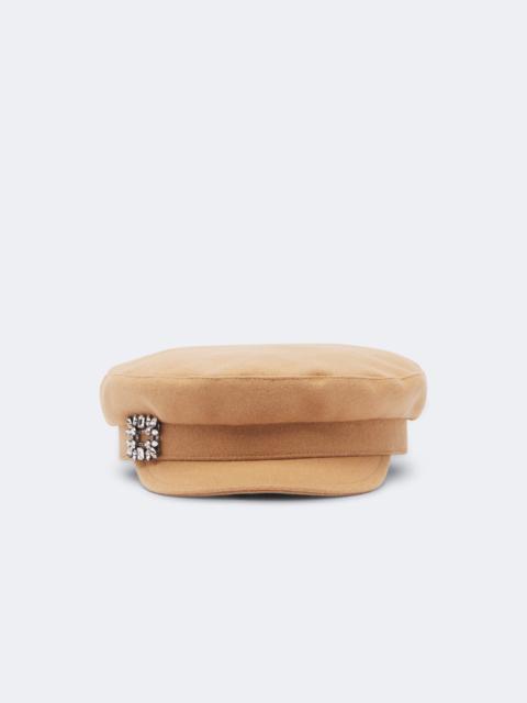 Roger Vivier Embellished wool-blend newsboy cap