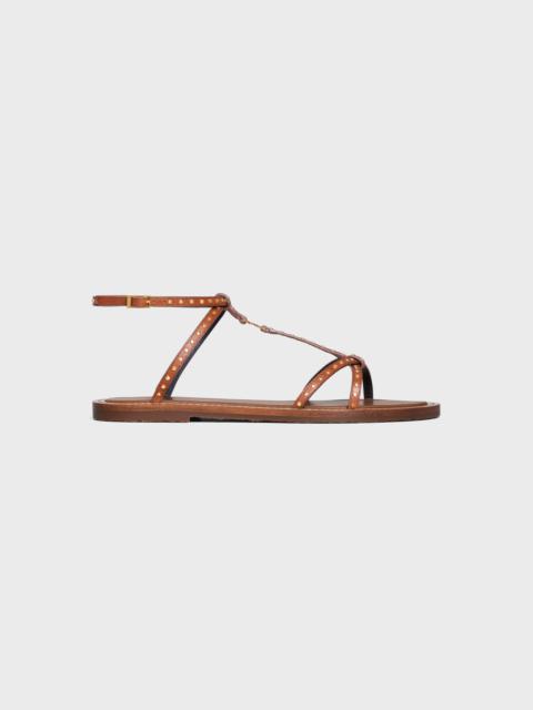 CELINE TAILLAT FLAT SANDAL WITH STUDS in CALFSKIN - VEGETAL TANNING & STUDS