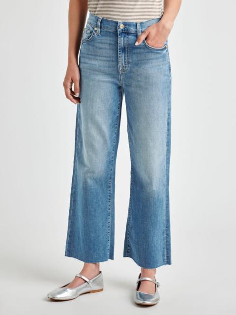 Splendid Light Wash Cropped Wide Leg Raw Hem Jean