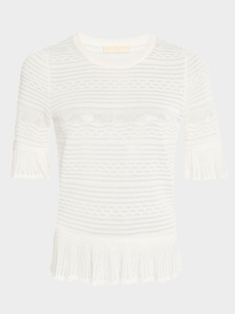ULLA JOHNSON Flora Semi-Sheer Textural Knit Top