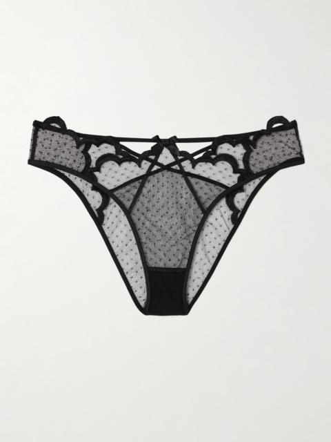 Agent Provocateur Katanah Cutout Swiss-dot Tulle Briefs