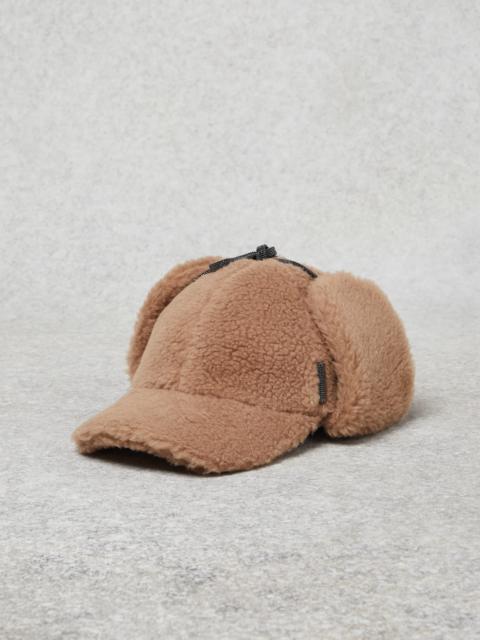 Virgin wool and cashmere fleecy baseball cap with earflaps