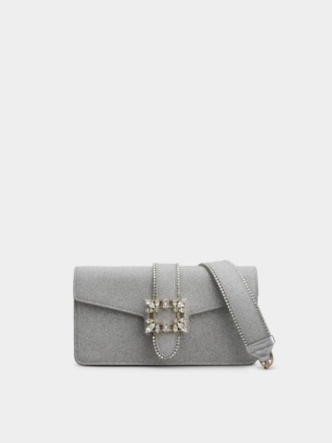 Roger Vivier Miss Vivier Strass Buckle Clutch in Glitter Fabric