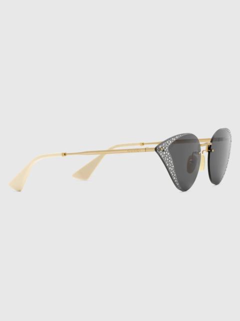 Geometrical-frame sunglasses with crystals