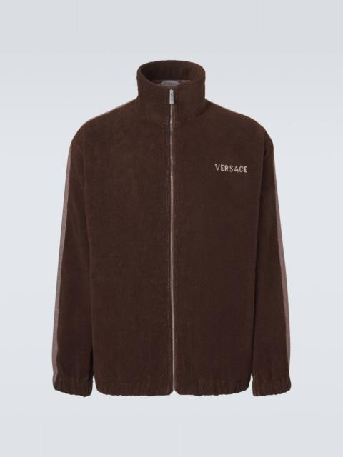 VERSACE Logo cotton terry zip-up sweatshirt