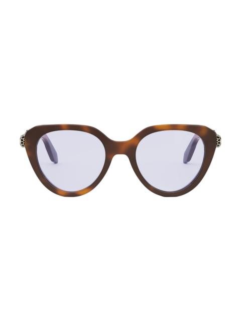 BVLGARI Women's Serpenti 51MM Cat-Eye Blue Block Glasses - Blonde Havana Lavender