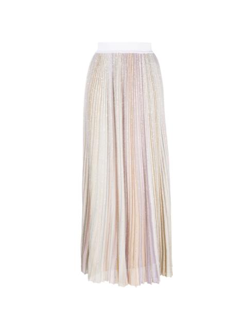 stripe-pattern plissé midi skirt