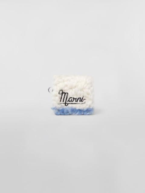 Marni BI-COLOURED SHEARLING AIRPODS HOLDER WITH SPRAYED DETAILING