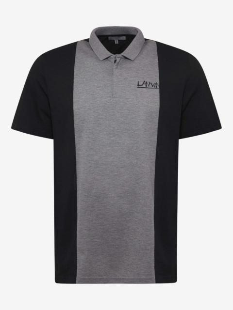 Grey & Black Logo Embroidery Polo T-Shirt