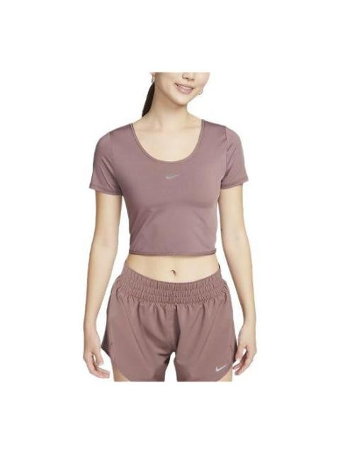 Nike (WMNS) Nike One Classic Dri-FIT Short Sleeve Cropped Twist T-shirt Asia Sizing 'Smokey Mauve' FN2852