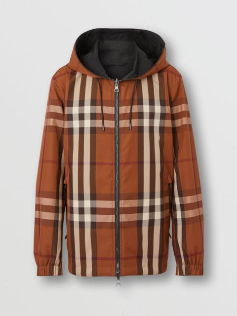 Reversible Check Technical Cotton Hooded Jacket