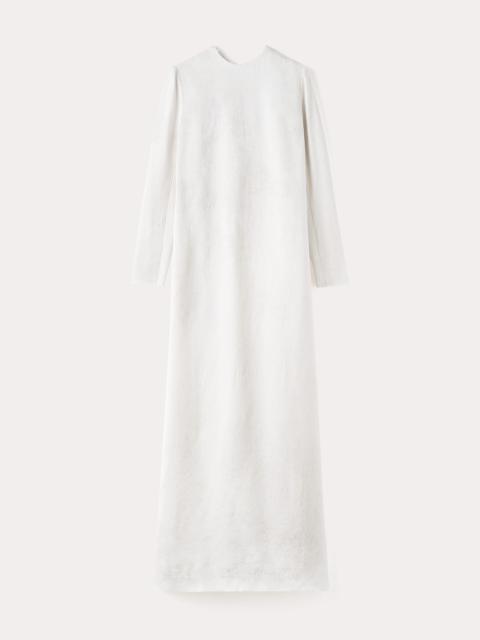 Raw-hem jacquard long dress white floral